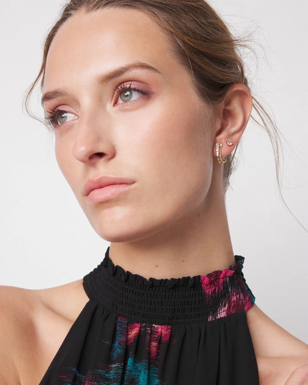 The Narratives Bronze Shimmer Beaded Hoop Stud Earrings main image 1
